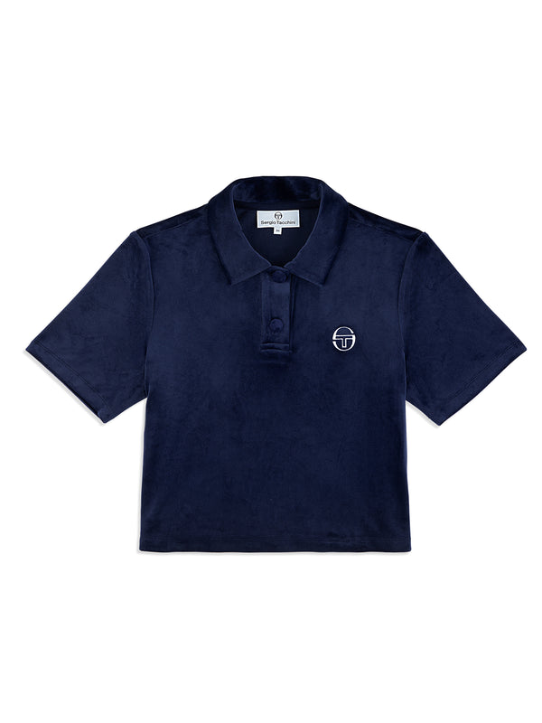 egonlab x sergio tacchini Adele Velour Polo- Maritime Blue