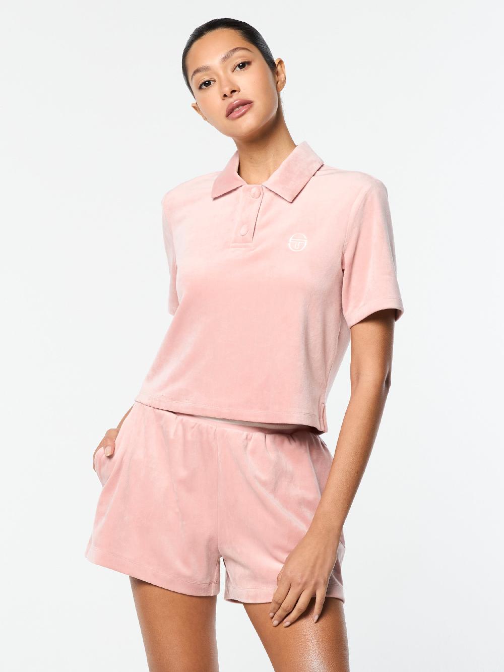 Egonlab X Sergio Tacchini Adele Velour Polo- Pale Mauve