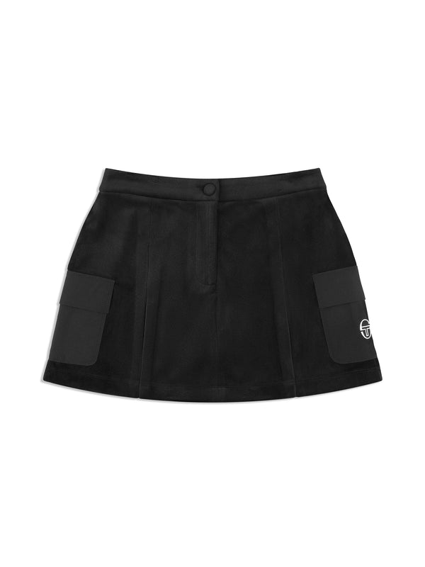 egonlab x sergio tacchini Adele Velour Skirt- Black Beauty