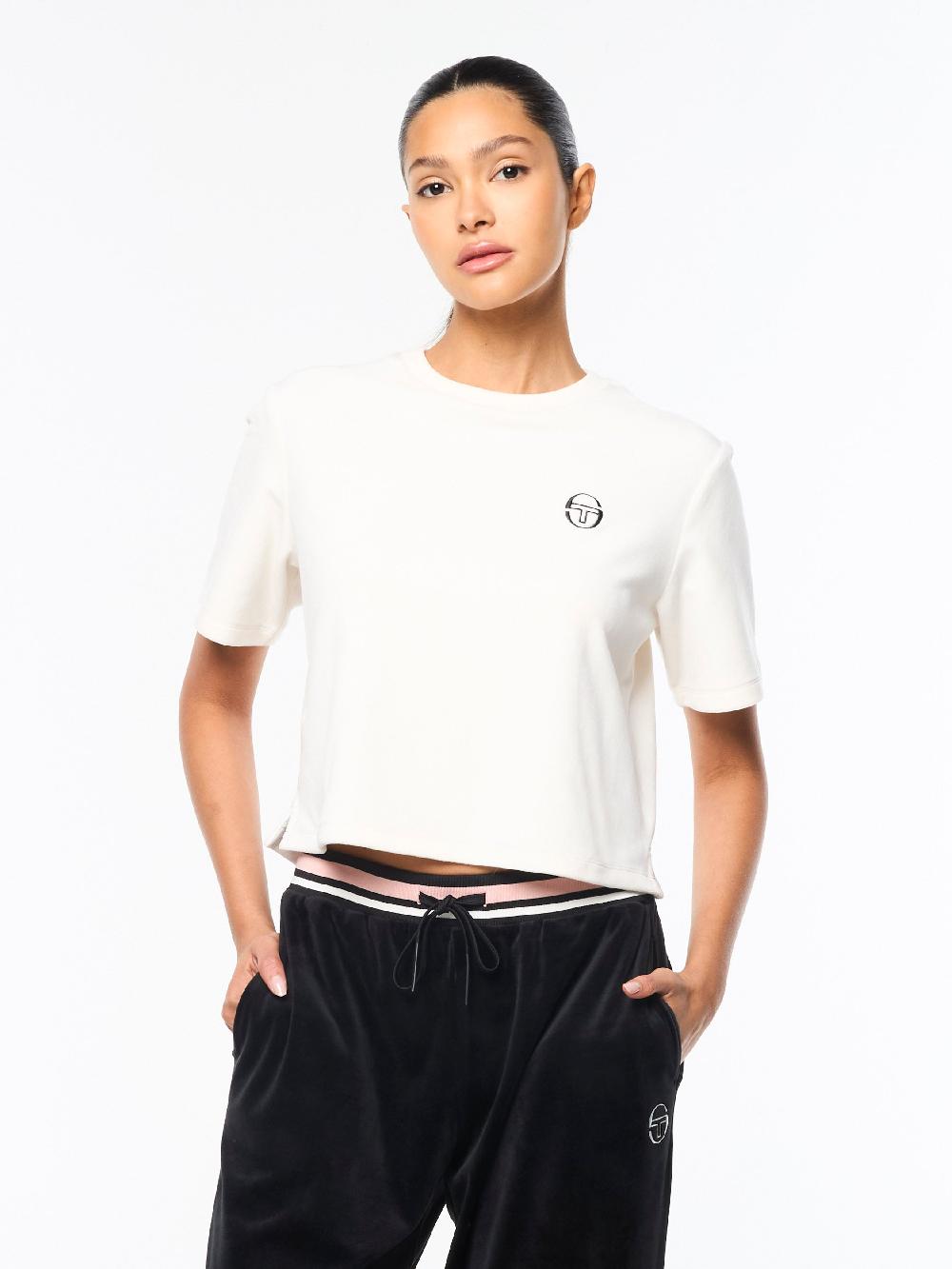 Egonlab X Sergio Tacchini Adele Velour T-Shirt- Gardenia