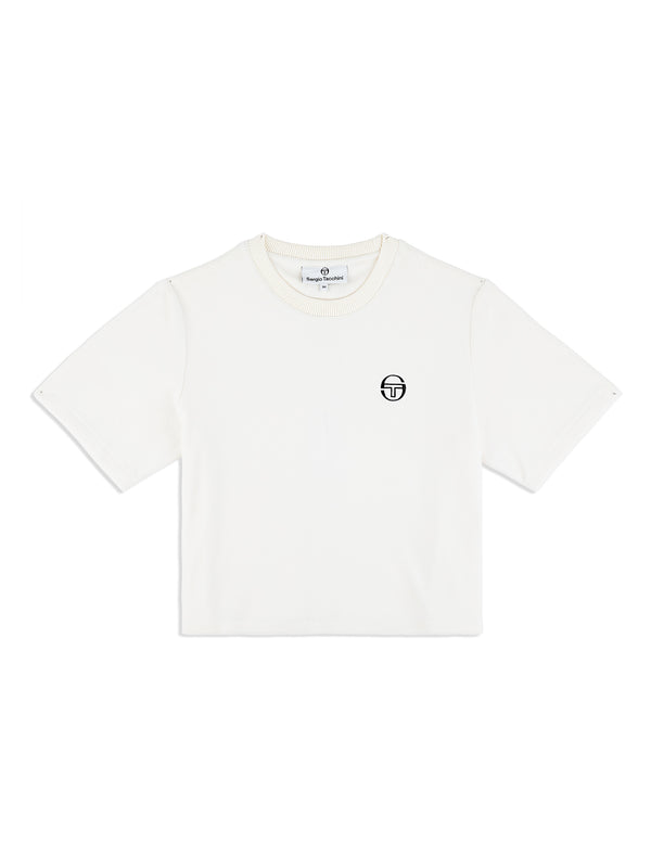 egonlab x sergio tacchini Adele Velour T-Shirt- Gardenia