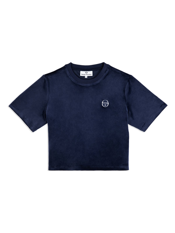 egonlab x sergio tacchini Adele Velour T-Shirt- Maritime Blue