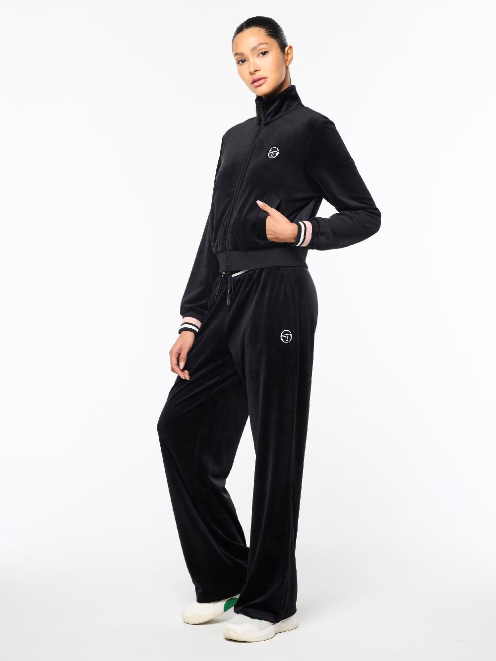 Egonlab X Sergio Tacchini Adele Velour Track Jacket- Black Beauty