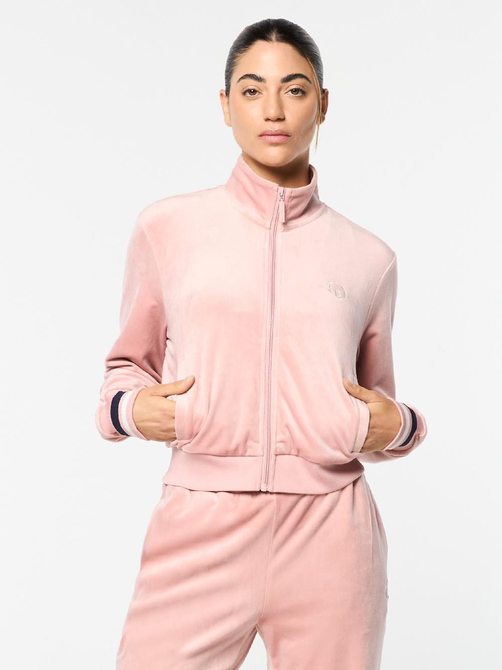 Egonlab X Sergio Tacchini Adele Velour Track Jacket- Pale Mauve