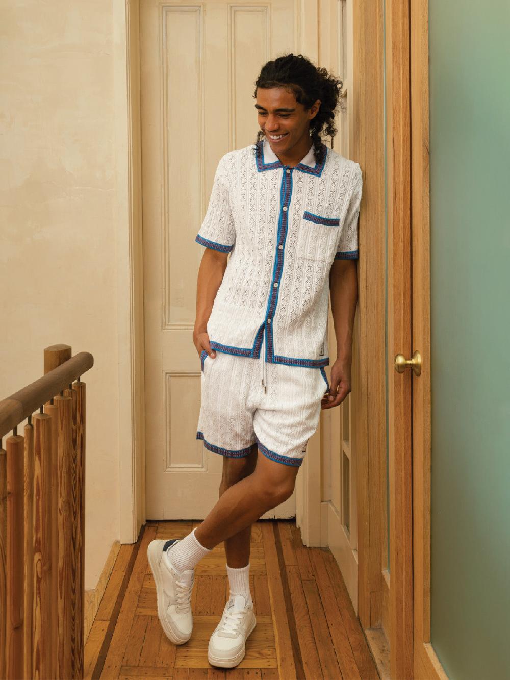 Egonlab X Sergio Tacchini Aldo Pointelle Polo- Brilliant White