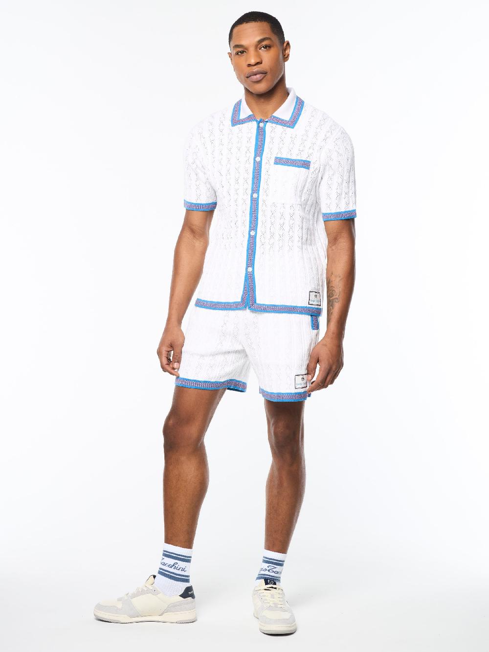 Egonlab X Sergio Tacchini Aldo Pointelle Polo- Brilliant White
