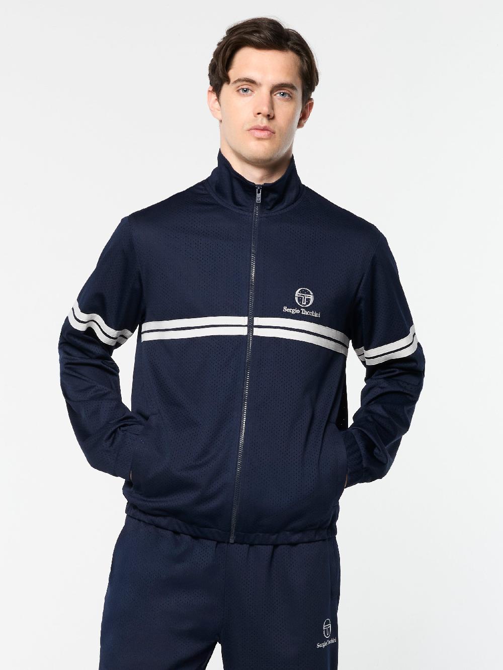 Egonlab X Sergio Tacchini Arturo Mesh Track Jacket- Maritime Blue/ Quiet Gray