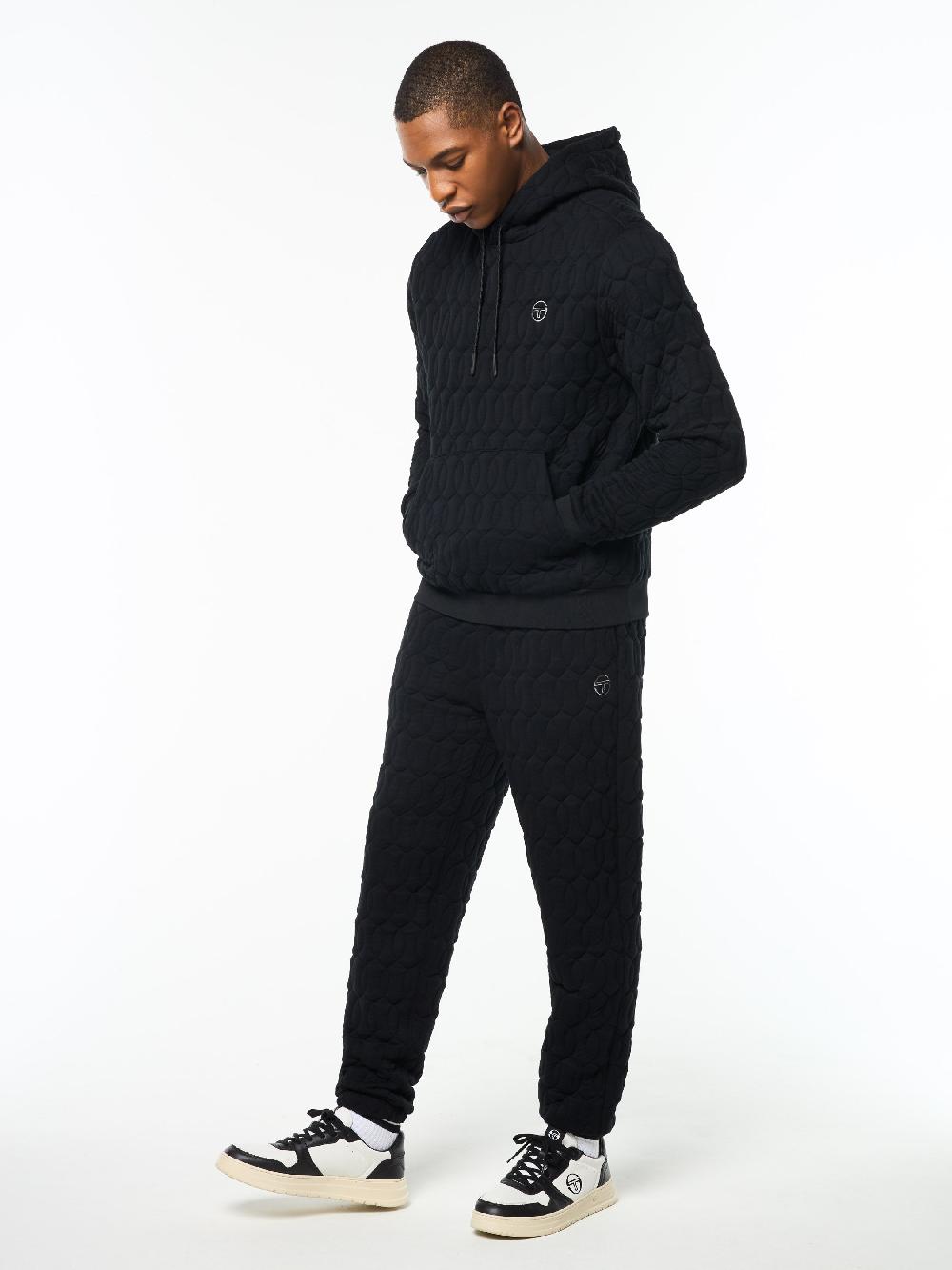 Egonlab X Sergio Tacchini Aversa Quilted Hoodie- Black Beauty