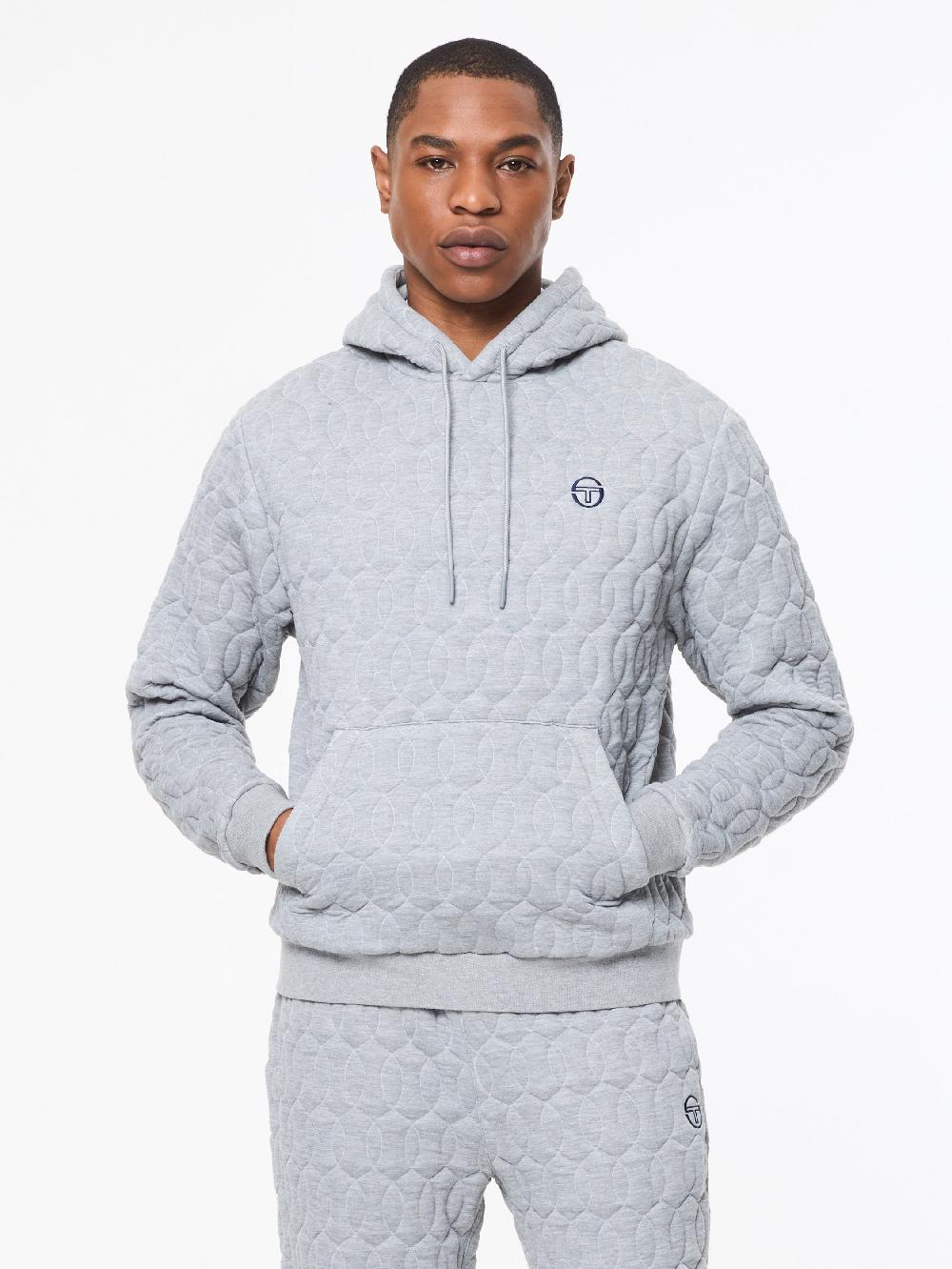Egonlab X Sergio Tacchini Aversa Quilted Hoodie- Light Heather Grey