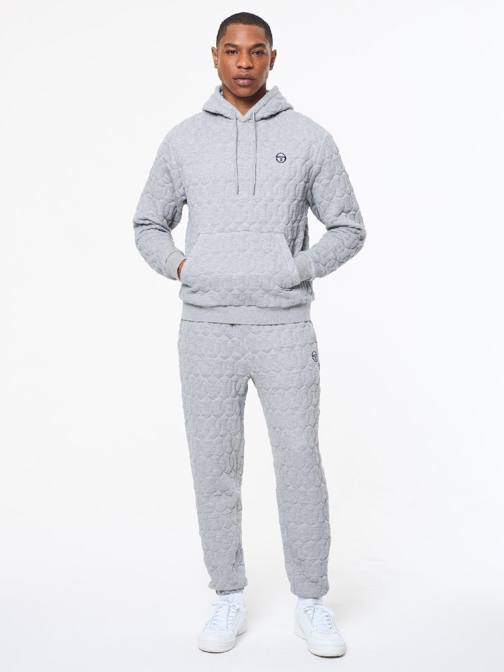Egonlab X Sergio Tacchini Aversa Quilted Hoodie- Light Heather Grey