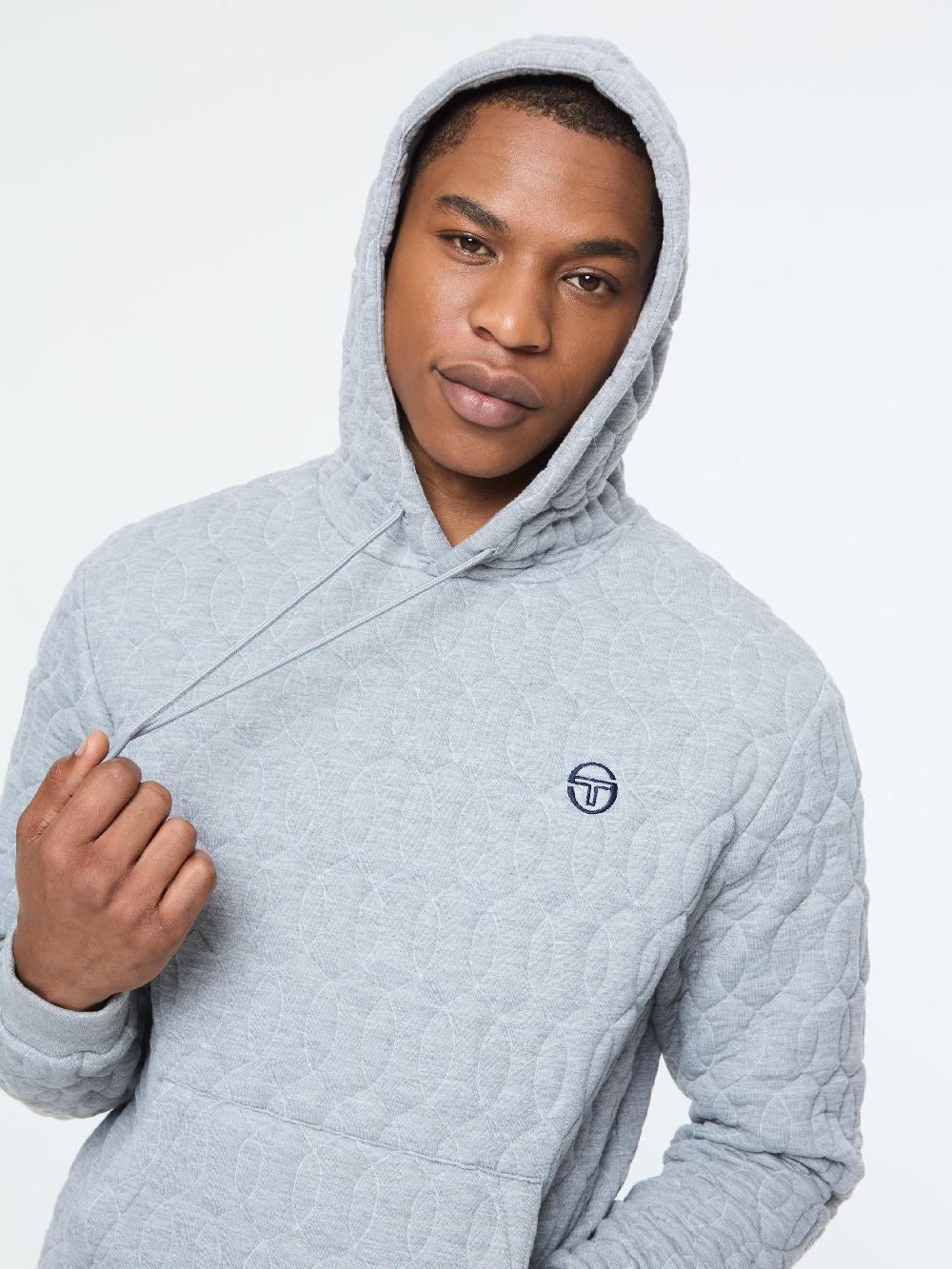 Egonlab X Sergio Tacchini Aversa Quilted Hoodie- Light Heather Grey