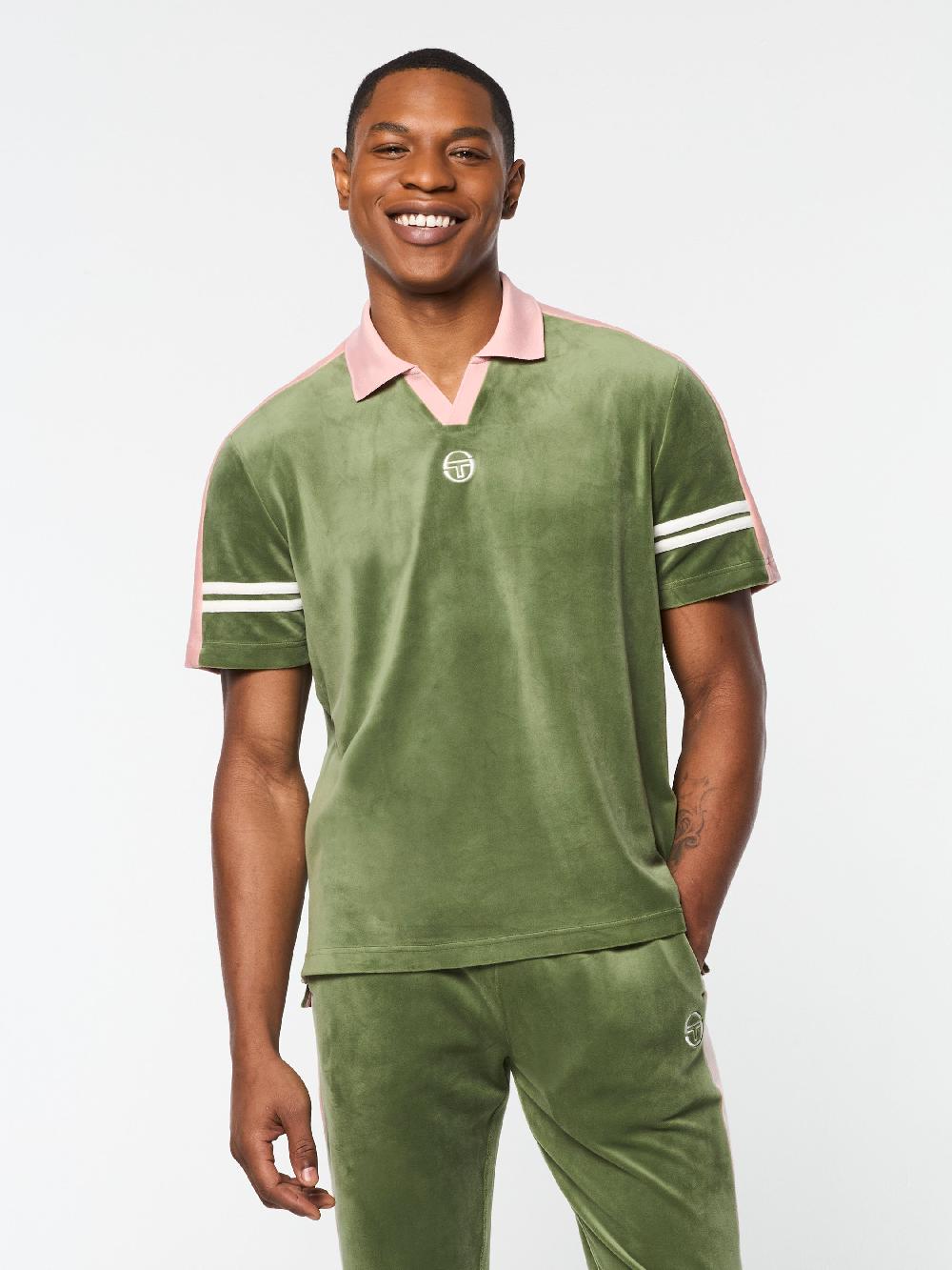 Egonlab X Sergio Tacchini Cielo Velour Polo- Bronze Green