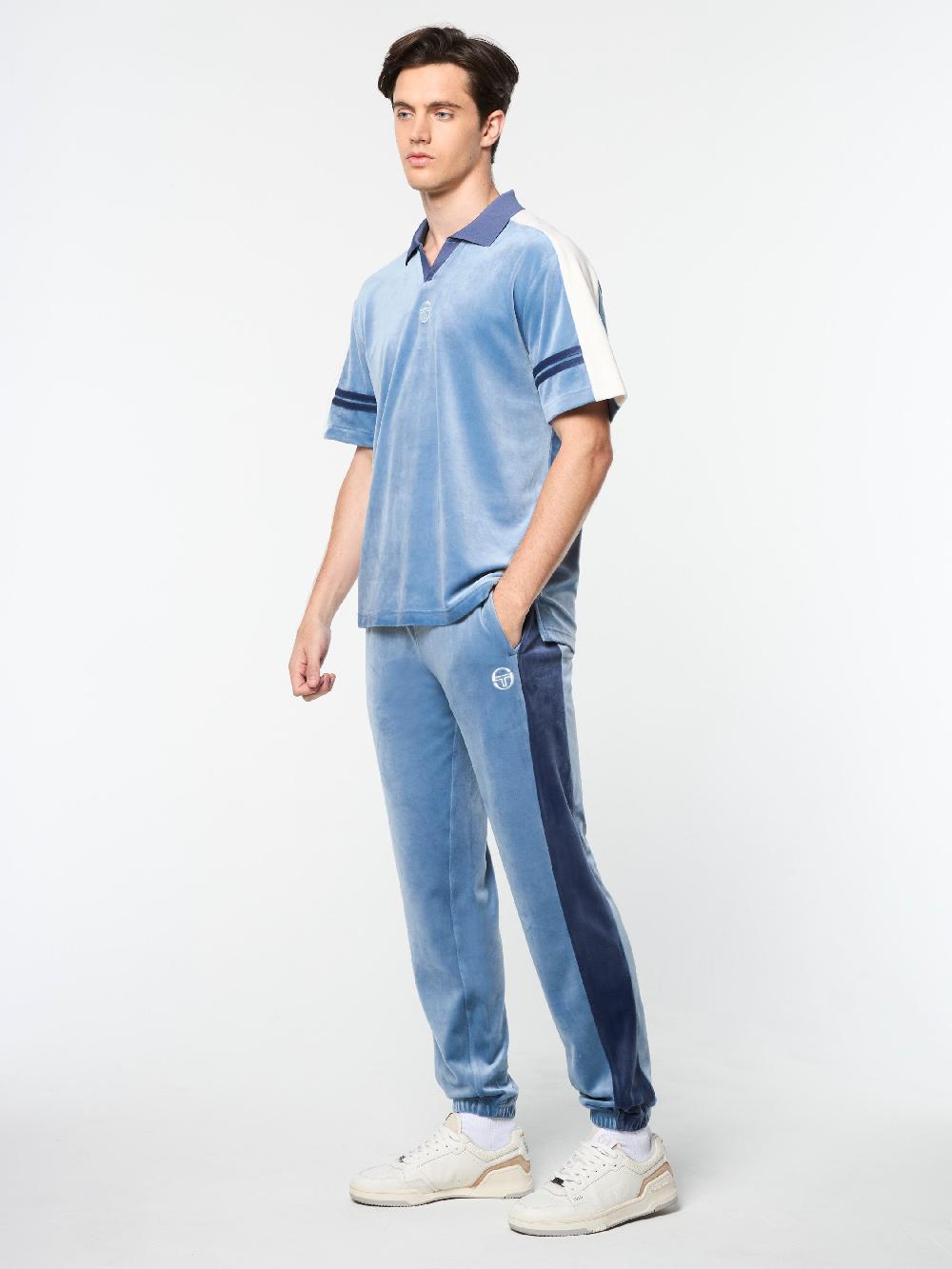 Egonlab X Sergio Tacchini Cielo Velour Polo- Faded Denim