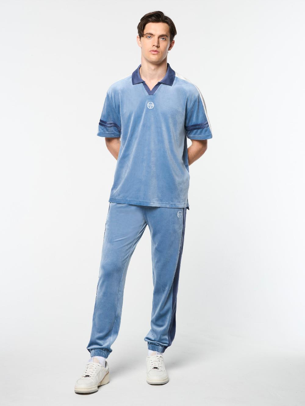 Egonlab X Sergio Tacchini Cielo Velour Polo- Faded Denim