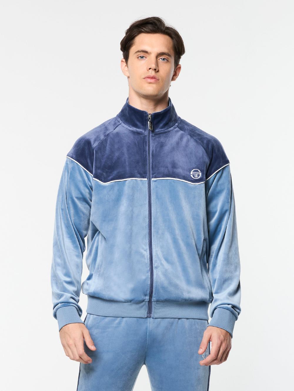 Egonlab X Sergio Tacchini Cielo Velour Track Jacket- Faded Denim