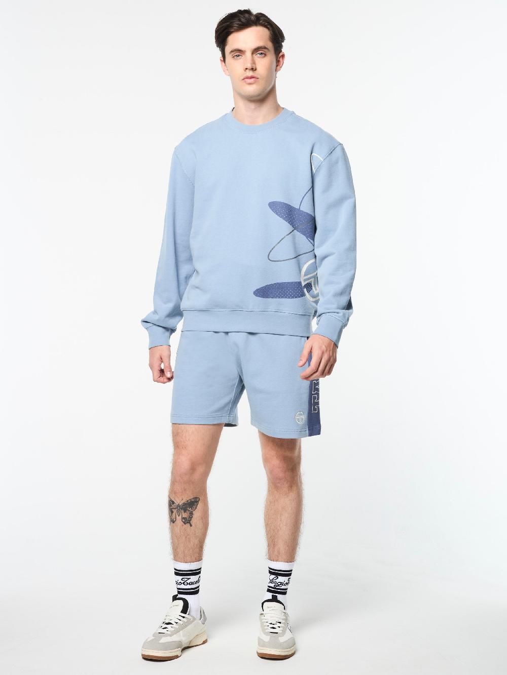 Egonlab X Sergio Tacchini Ciro Crewneck Sweatshirt- Faded Denim
