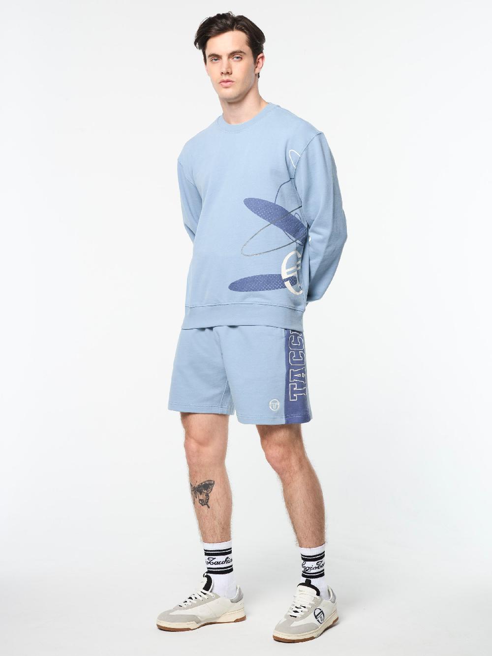 Egonlab X Sergio Tacchini Ciro Crewneck Sweatshirt- Faded Denim