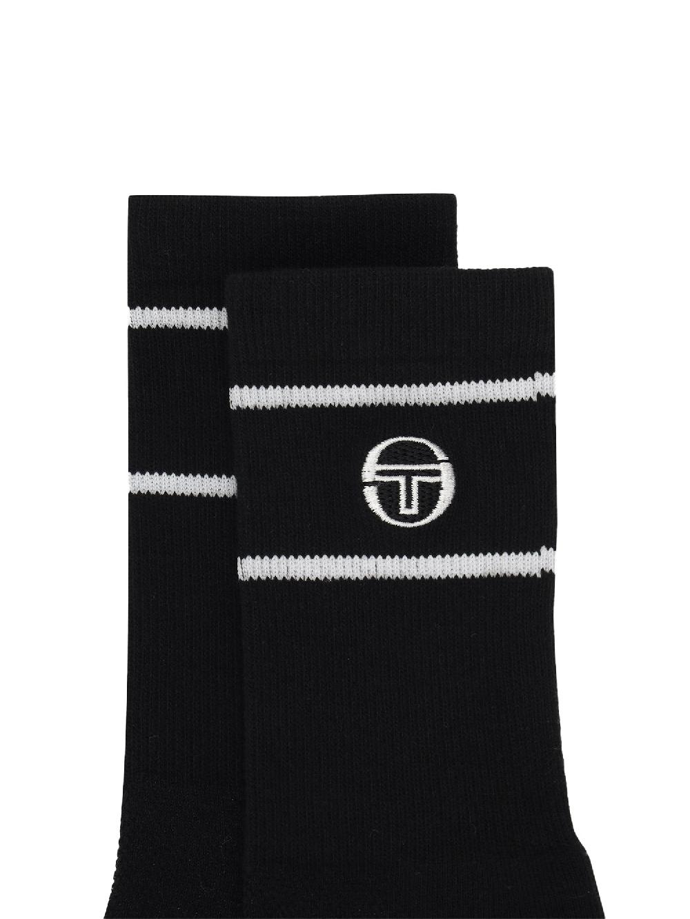 Egonlab X Sergio Tacchini Cool-Fit Stripe Crew Socks- Black/ Black