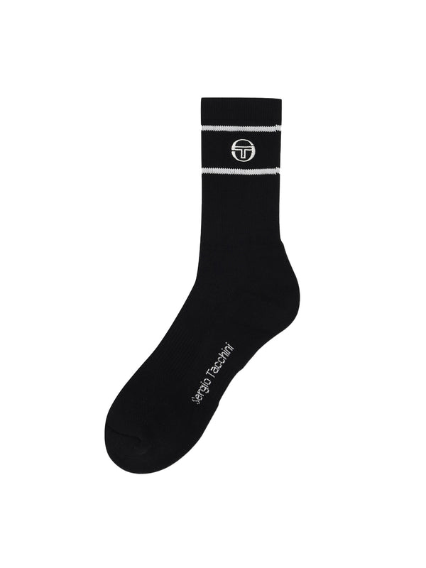 egonlab x sergio tacchini Cool-Fit Stripe Crew Socks- Black/ Black