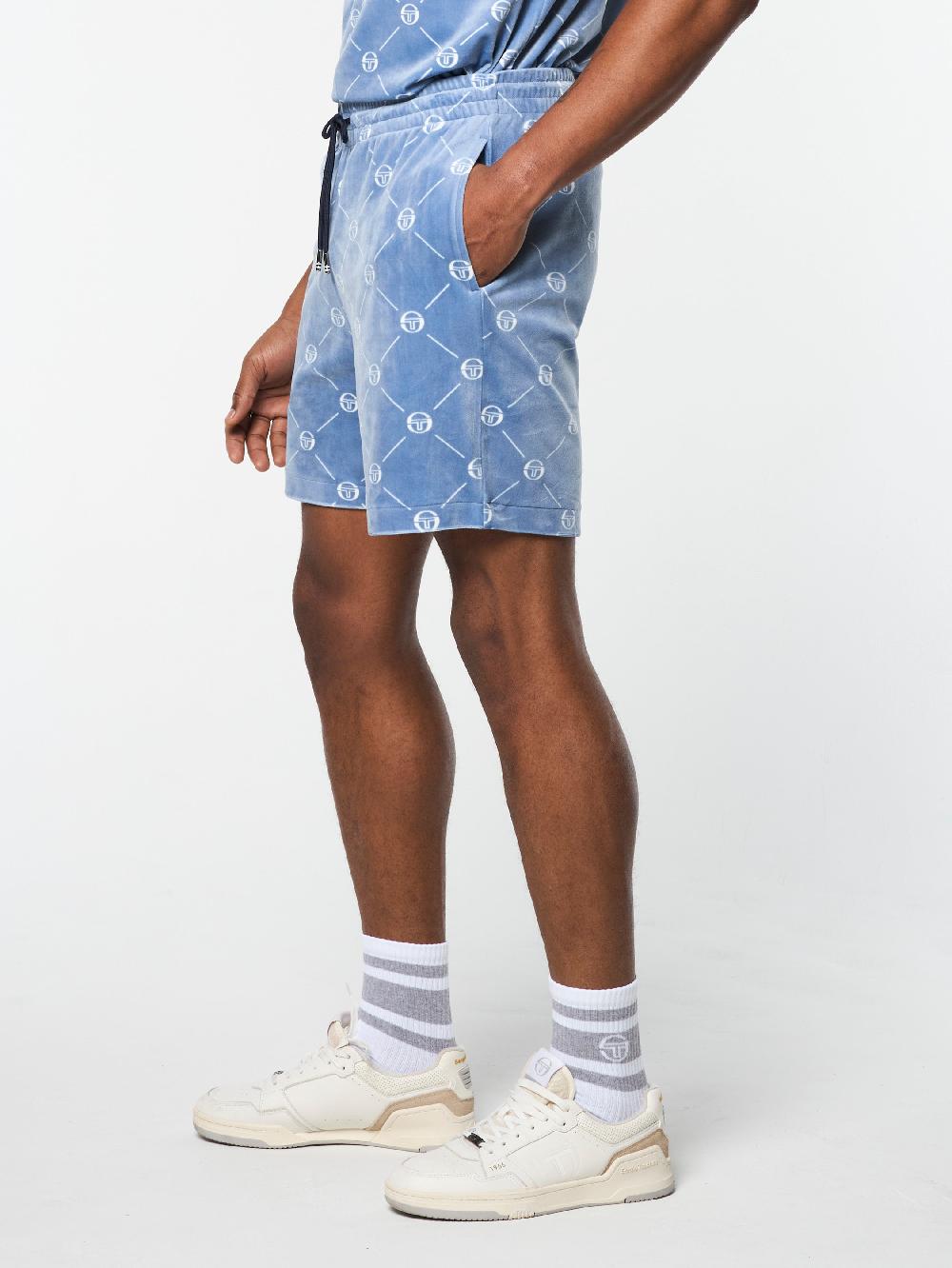 Egonlab X Sergio Tacchini Cosimo Velour Short- Faded Denim