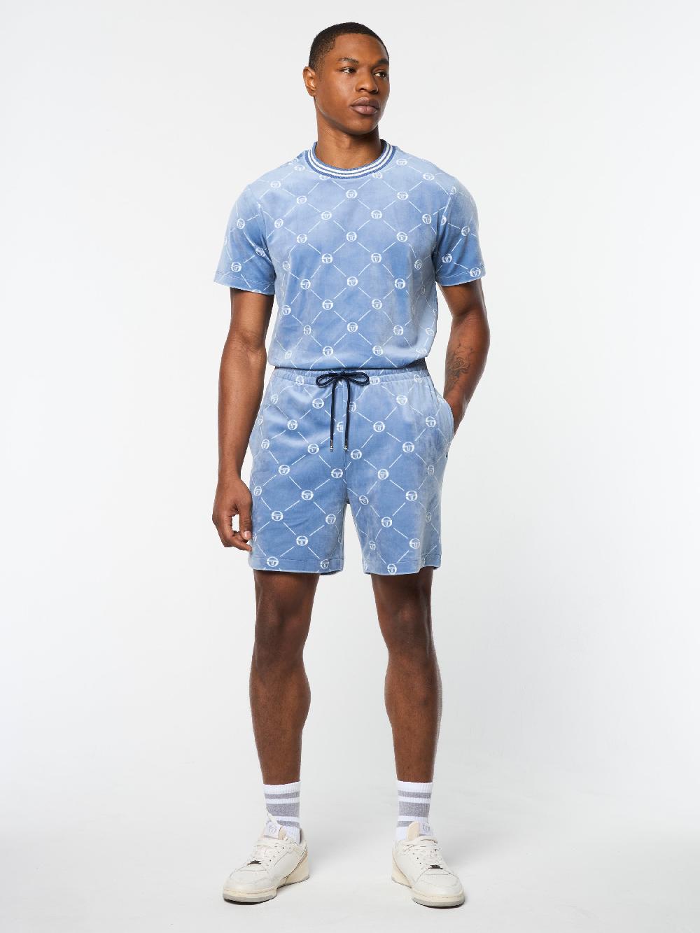 Egonlab X Sergio Tacchini Cosimo Velour Short- Faded Denim