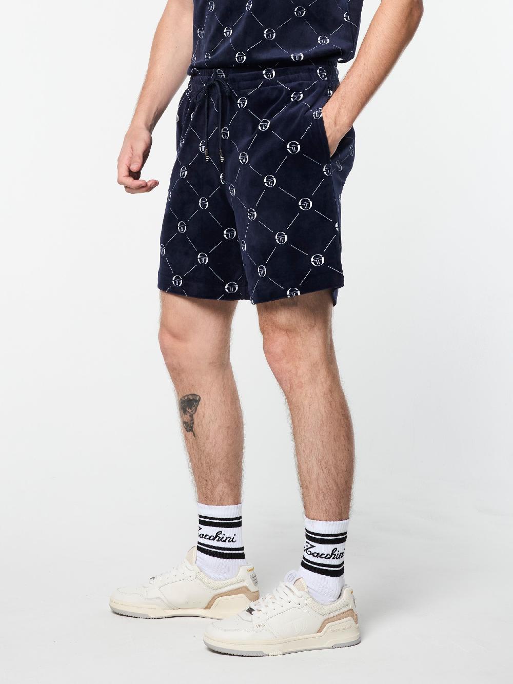 Egonlab X Sergio Tacchini Cosimo Velour Short- Maritime Blue