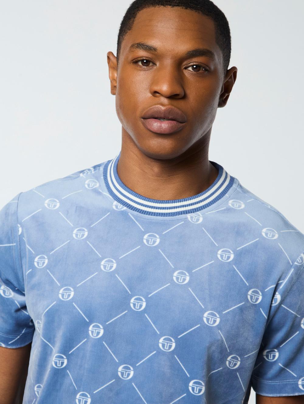 Egonlab X Sergio Tacchini Cosimo Velour T-Shirt- Faded Denim