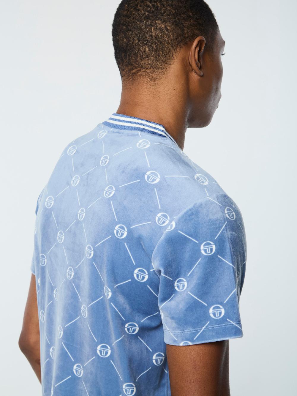 Egonlab X Sergio Tacchini Cosimo Velour T-Shirt- Faded Denim