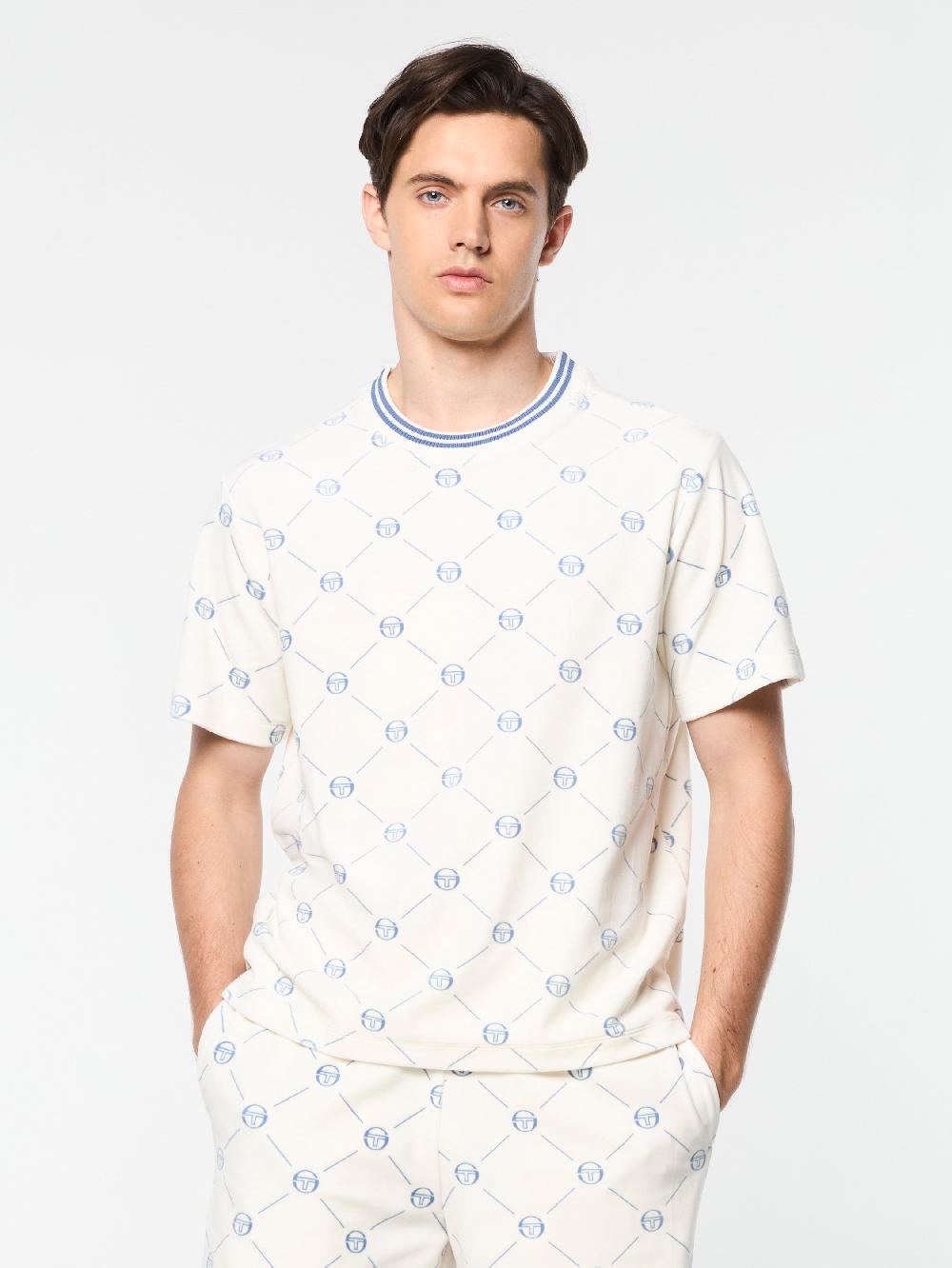 Egonlab X Sergio Tacchini Cosimo Velour T-Shirt- Gardenia