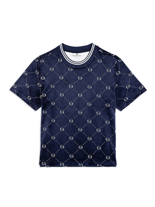 egonlab x sergio tacchini Cosimo Velour T-Shirt- Maritime Blue