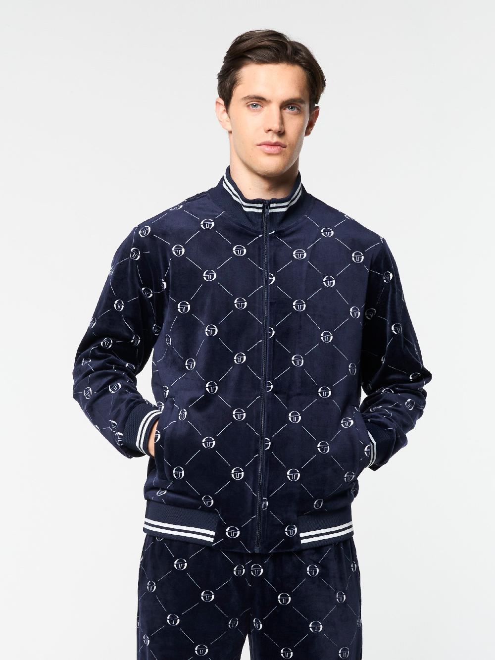 Egonlab X Sergio Tacchini Cosimo Velour Track Jacket- Maritime Blue