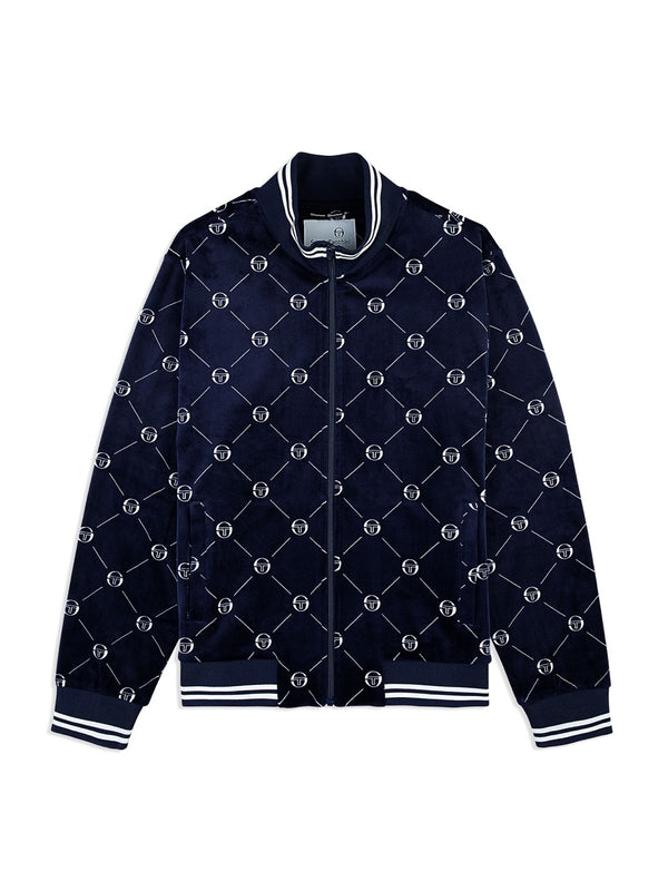 egonlab x sergio tacchini Cosimo Velour Track Jacket- Maritime Blue