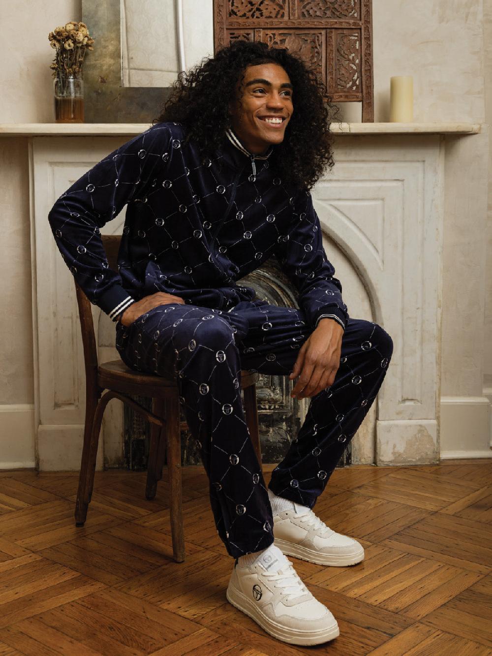 Egonlab X Sergio Tacchini Cosimo Velour Track Pant- Maritime Blue