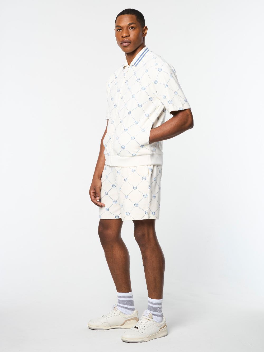 Egonlab X Sergio Tacchini Cosimo Velour Zip-Up Polo- Gardenia