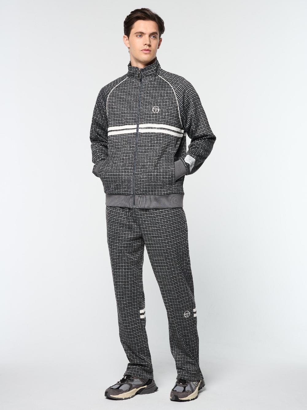 Egonlab X Sergio Tacchini Dallas Houndstooth Track Jacket- Black Beauty