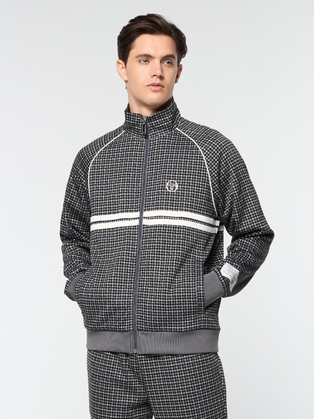 Egonlab X Sergio Tacchini Dallas Houndstooth Track Jacket- Black Beauty