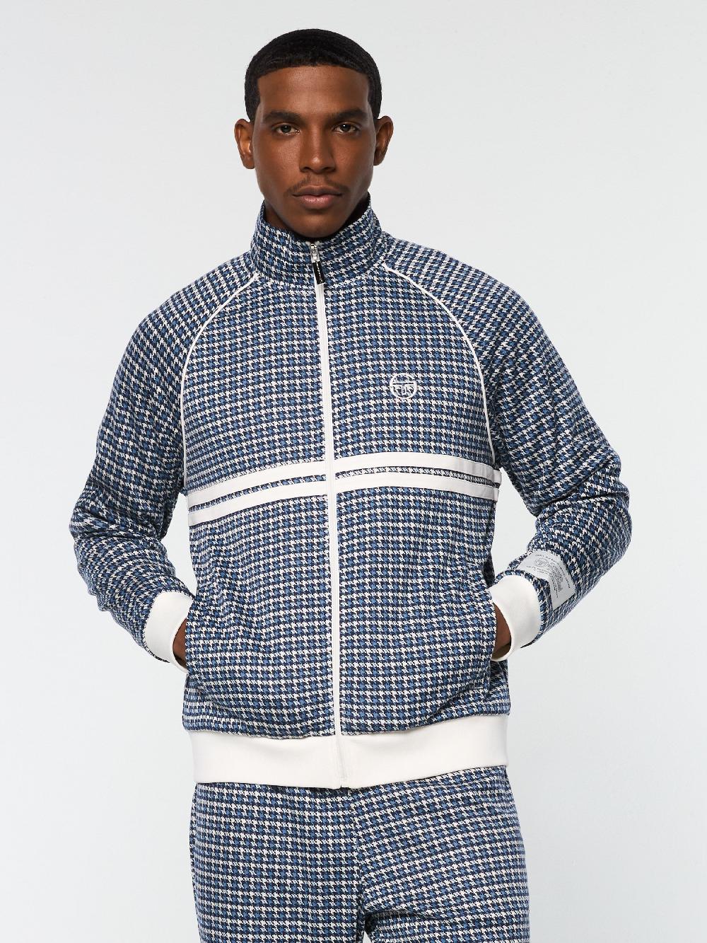 Egonlab X Sergio Tacchini Dallas Houndstooth Track Jacket- Maritime Blue