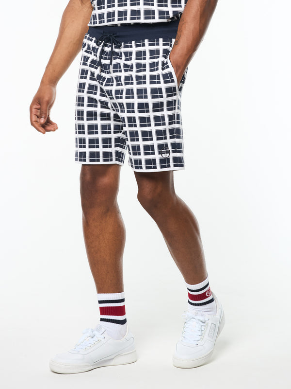 egonlab x sergio tacchini Damarindo Check Short- Maritime Blue