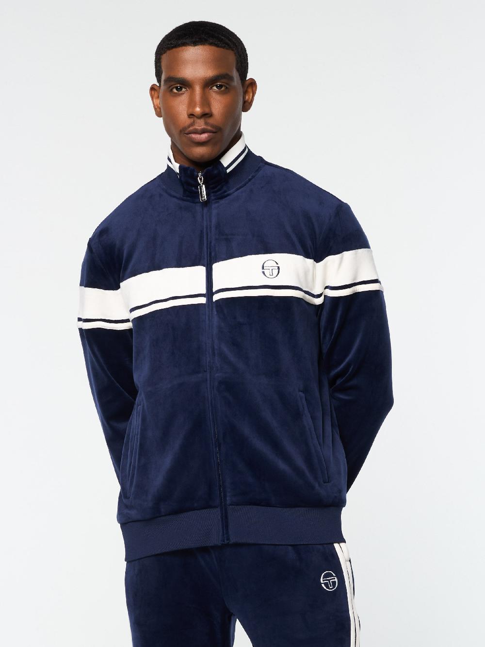 Egonlab X Sergio Tacchini Damarindo Velour Track Jacket- Maritime Blue