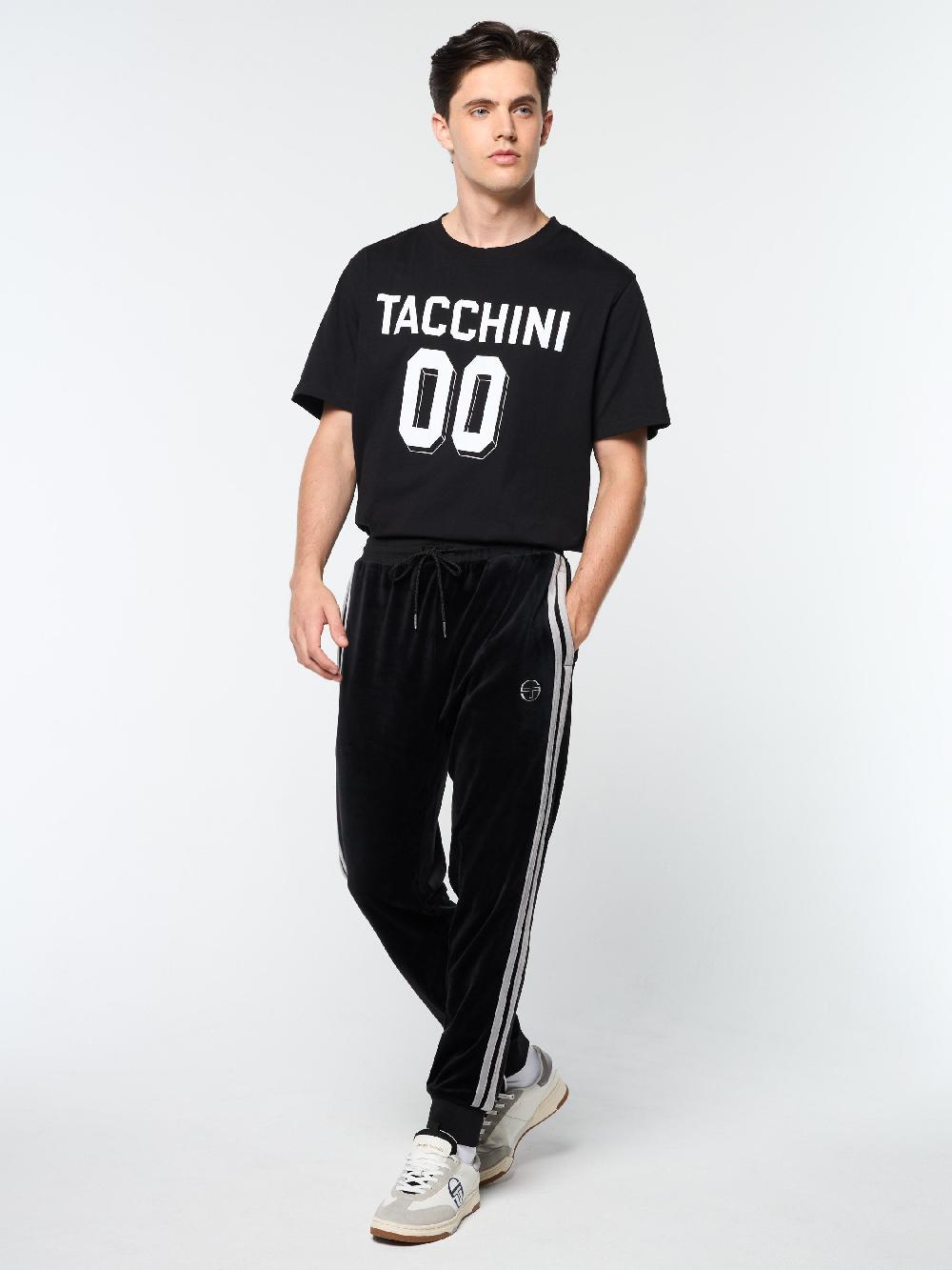 Egonlab X Sergio Tacchini Damarindo Velour Track Pant- Black Beauty