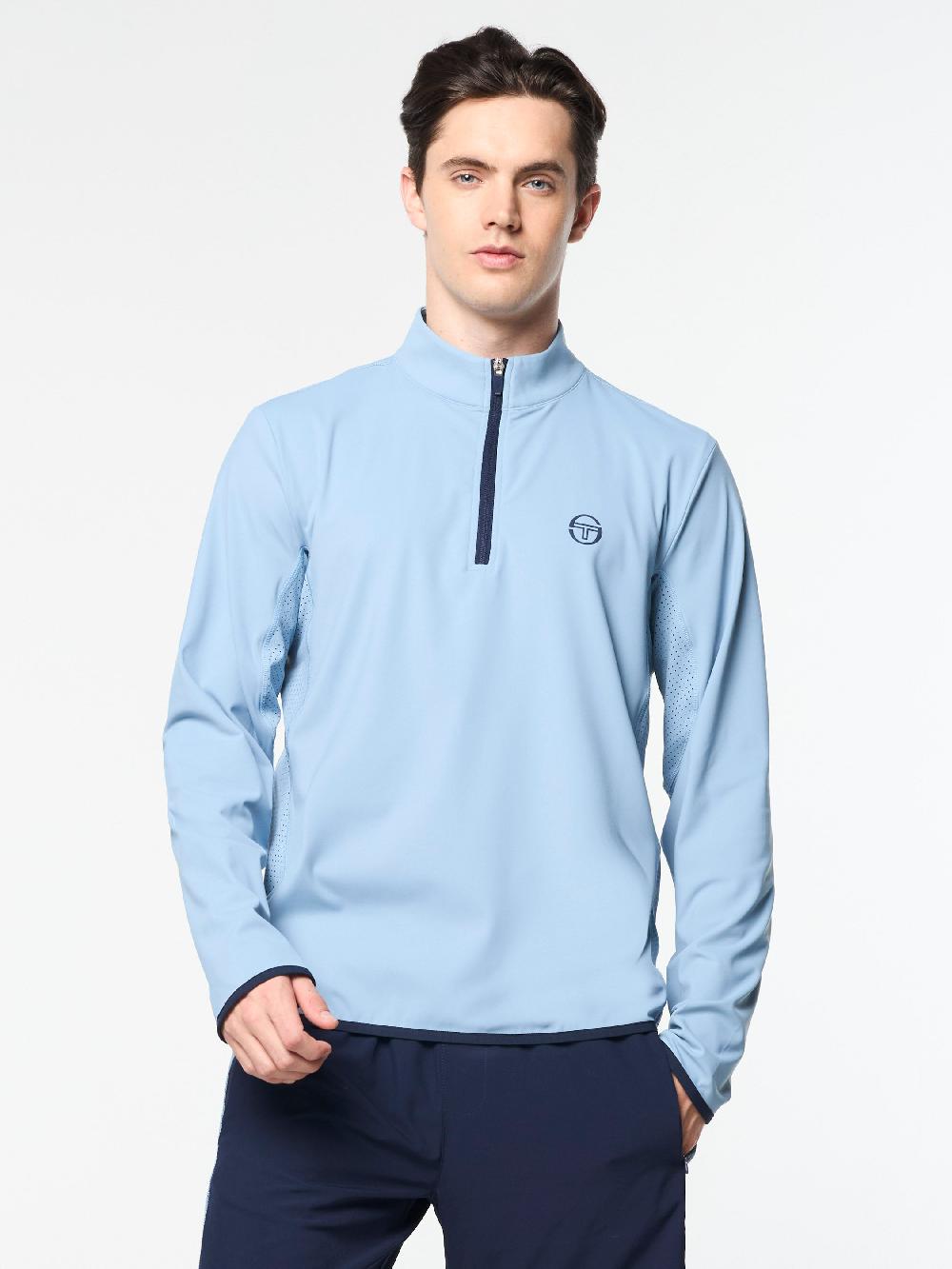Egonlab X Sergio Tacchini Elio 1/4 Zip Pullover- Faded Denim