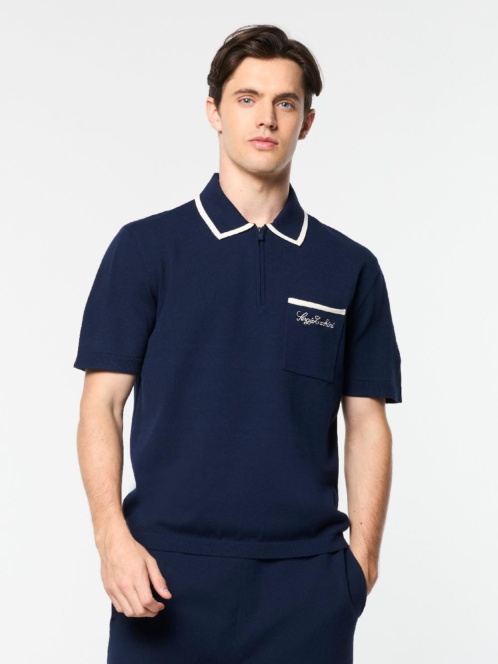 Egonlab X Sergio Tacchini Enzo Knit Polo- Maritime Blue