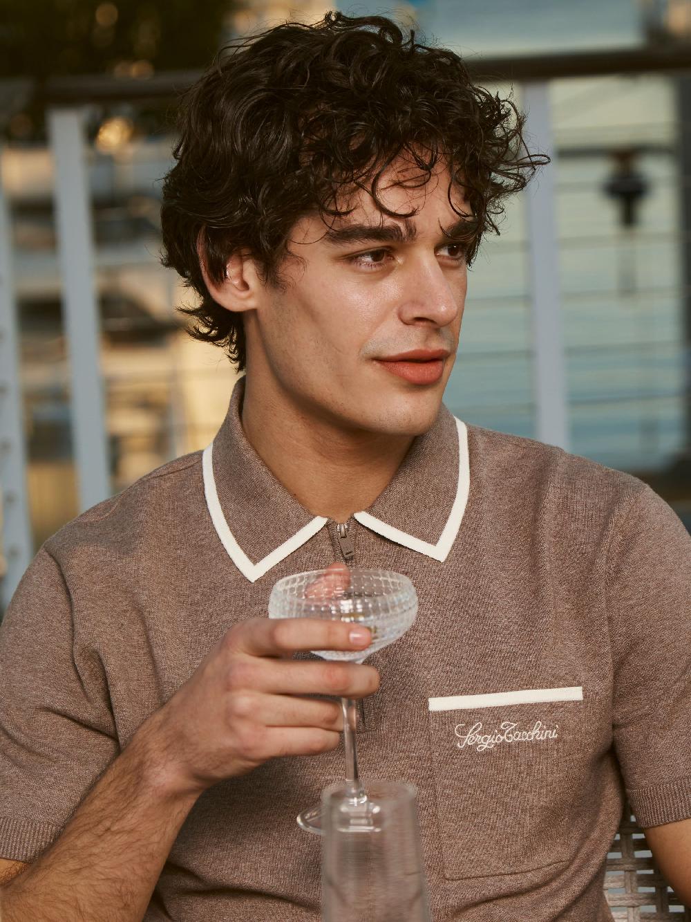 Egonlab X Sergio Tacchini Enzo Knit Polo- Taupe Grey