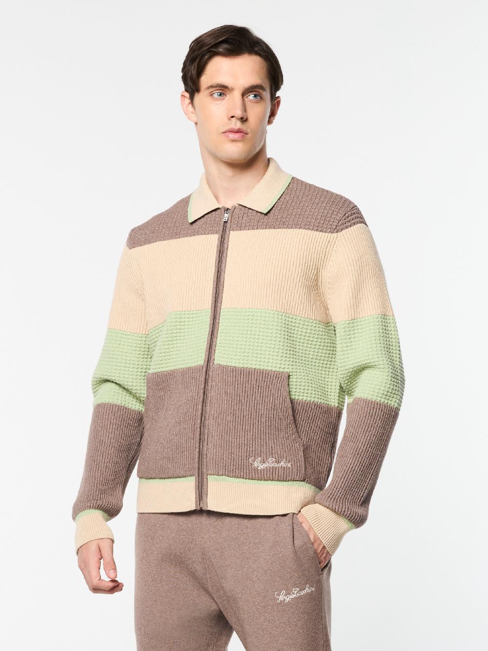 Egonlab X Sergio Tacchini Enzo Striped Track Jacket- Taupe Grey