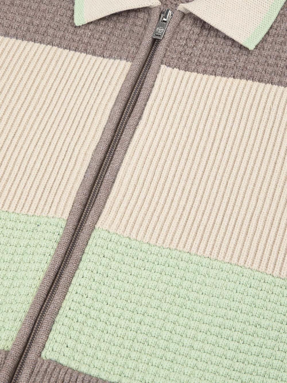 Egonlab X Sergio Tacchini Enzo Striped Track Jacket- Taupe Grey