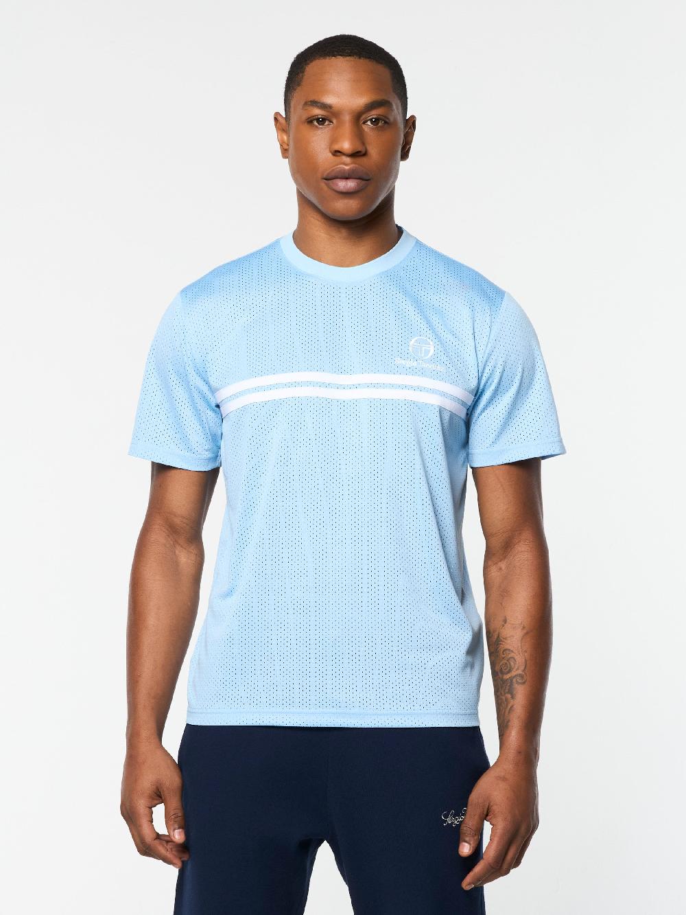 Egonlab X Sergio Tacchini Giacomo Mesh T-Shirt- Dutch Canal/ White