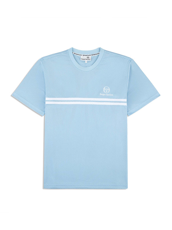 egonlab x sergio tacchini Giacomo Mesh T-Shirt- Dutch Canal/ White