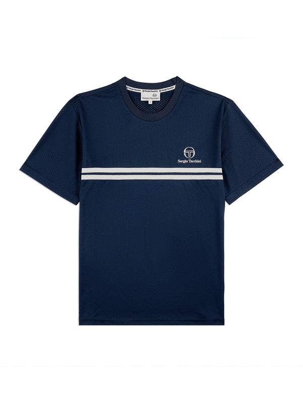 egonlab x sergio tacchini Giacomo Mesh T-Shirt- Maritime Blue/ Gray
