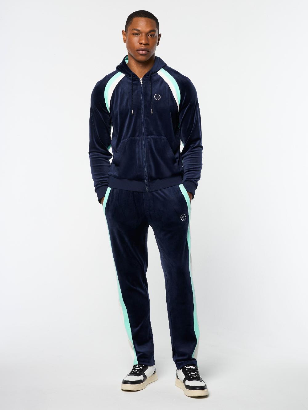 Egonlab X Sergio Tacchini Lazaro Velour Hoodie- Maritime Blue