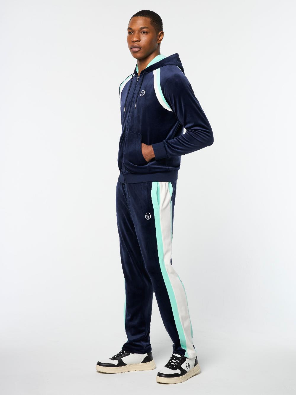 Egonlab X Sergio Tacchini Lazaro Velour Hoodie- Maritime Blue